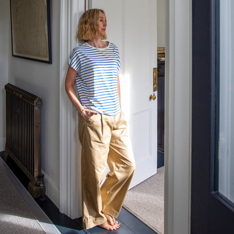 Amelia Cotton Trousers from Chalk - Dark Beige