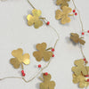 Antique Gold Clover and Red Beads Garland