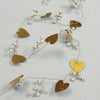 Antique Gold Hearts and White Beads Garland