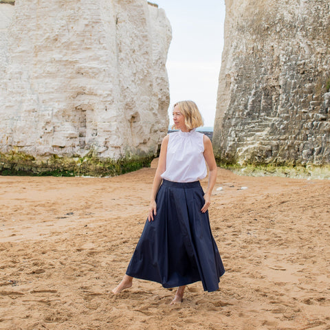 Audrey Pure Cotton Skirt from Chalk - Navy