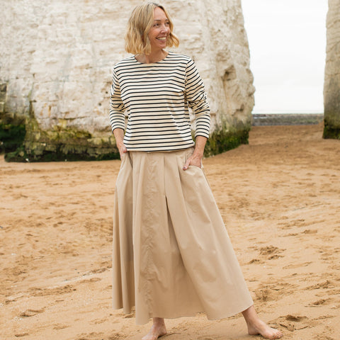 Audrey Pure Cotton Skirt from Chalk - Stone