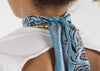 Mini Hand-Printed Silk Bandeau Scarf in Decorative Reusable Tin - Camelia Blue