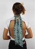 Hand-Printed Silk Bandeau Scarf in Tin - Morea Blue