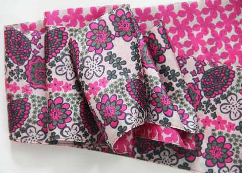 Mini Hand-Printed Silk Bandeau Scarf in Decorative Reusable Tin - Morea Fuchsia