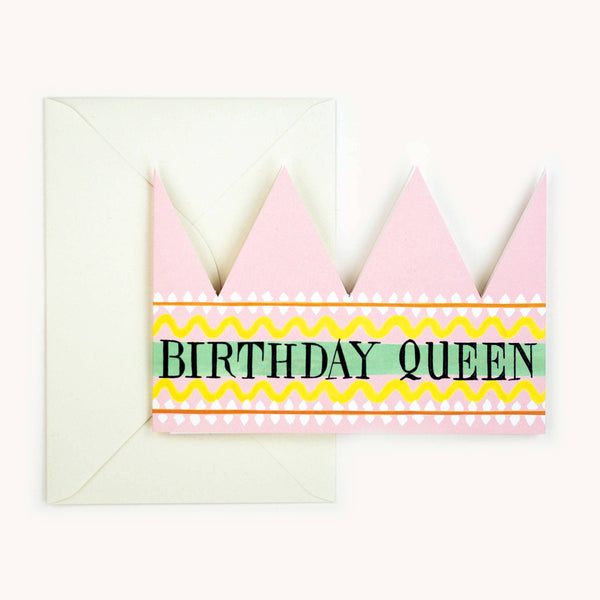 Birthday Queen Party Hat Card