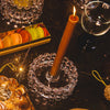Bobble Glass Saucer Dinner Candle Holder
