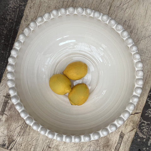 Large Bobble Rim Serving Bowl - Ivory