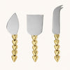 Boxed Set of Three Recycled Brass Cheese Knives - Hearts Design