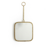 Brass Edged Hanging Mirror with Chain - Small Square