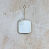 Brass Edged Hanging Mirror with Chain - Small Square