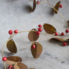 Brass Leaf and Red Berries Garland