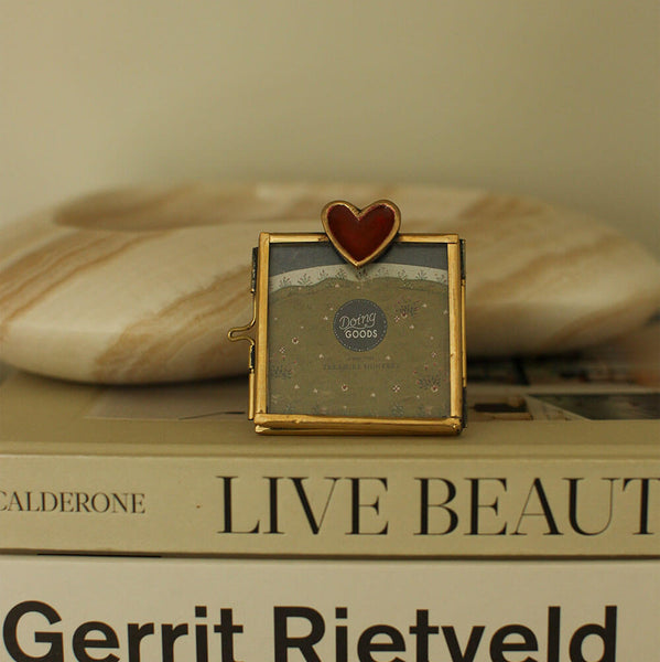 Brass Red Heart Mini Photo Frame