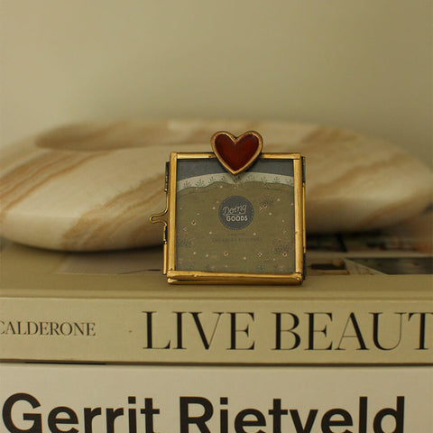 Brass Red Heart Mini Photo Frame