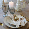 Brass and Pearl Beaded Flower Napkin Rings - Set of Four
