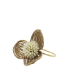 Brass and Pearl Beaded Flower Napkin Rings - Set of Four