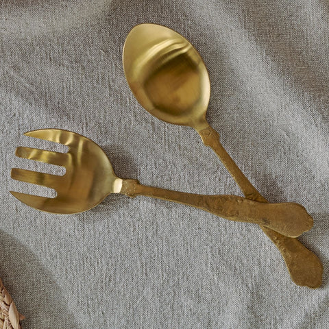 Hammered Brushed Gold Salad Servers