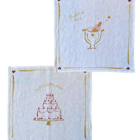 Bucket of Fizz/A Little Slice - Linen Napkin Set