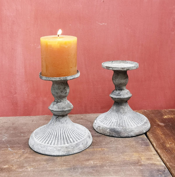 Sziqiqi Set Of 3 Metal Pillar Candle Holders, Vintage Distressed Candle