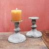 <strong>Antique Zinc Pillar Candle Holder - Two Style Options</strong><br>