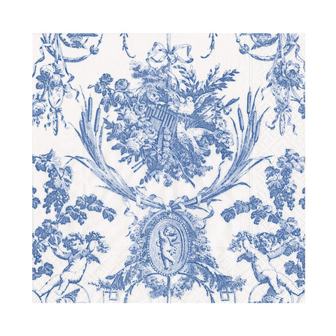 Caspari Cocktail Napkins Romantic Toile Blue