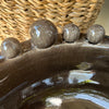 Large Charcoal Ceramic Bowl with Bobbles on Rim