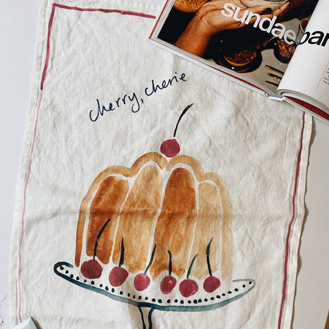 Cherry Cherie - Linen Tea Towel