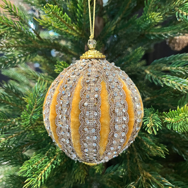 Chiara Embelished Velvet Bauble - Old Gold - Olsson &amp; Jensen, Sweden