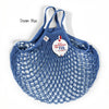 Classic French String Market Bag - Regular Size - Short Handles Denim Blue Bleu Jean Filt France
