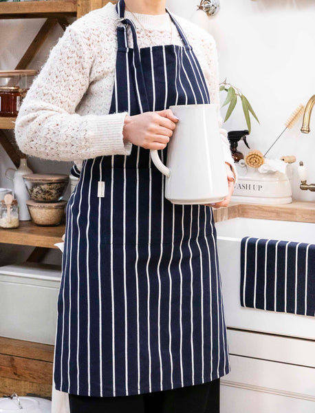 Classic Navy Stripe Cotton Apron