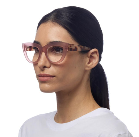 Okkia Reading Glasses - Claudia Big Cat Eye - Pink Havana