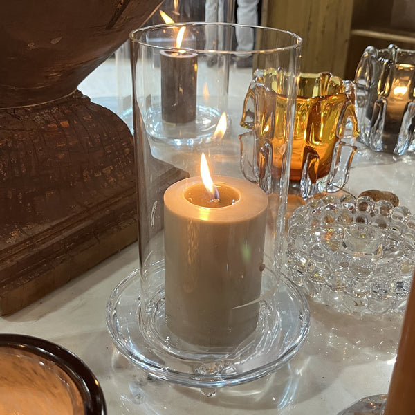 Clear Glass Cylindrical Candle Stand for Pillar Candle