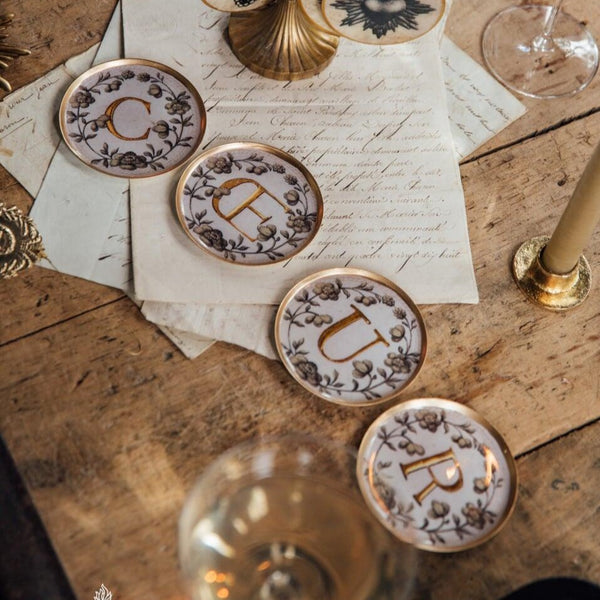 Enamelled COEUR (Heart in French) Coasters - Set of Four - Boncoeurs﻿