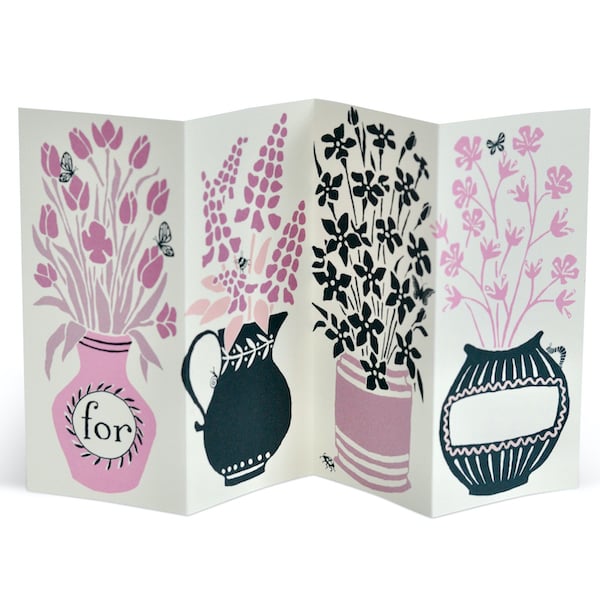 Concertina Card - Say it with Flowers - Cambridge Imprint