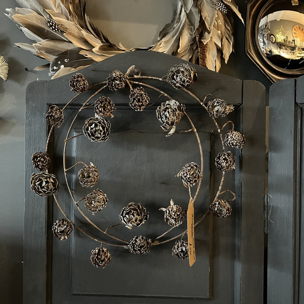 Rustic Aged Zinc Bud Wreath