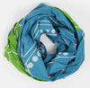 Hand-Printed Large Organic Cotton Rectangular Scarf - Mekong Blue - Les Belles Vagabonds