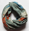 Hand-Printed Large Organic Cotton Rectangular Scarf - Poppy Khaki - Les Belles Vagabonds