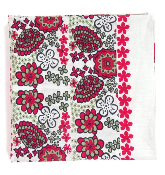 Hand-Printed Large Organic Cotton Square Scarf - Hawaii Fuchsia