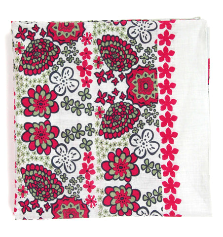 Hand-Printed Large Organic Cotton Square Scarf - Hawaii Fuchsia