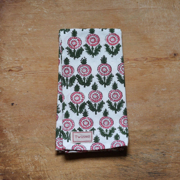 Cotton Block-Printed Mini Heritage Pattern Napkins - Set of Four