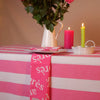 Cotton Block Printed Pink Stripe Tablecloth