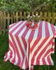 Cotton Block Printed Pink Stripe Tablecloth