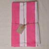 Cotton Block Printed Pink Stripe Tablecloth