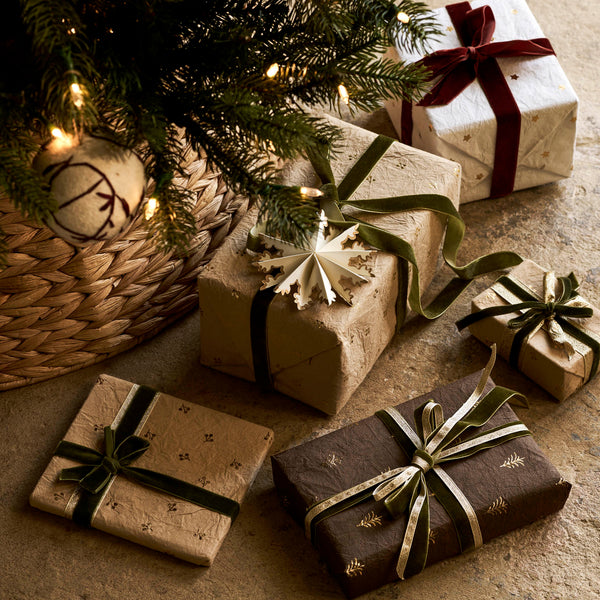Cotton Paper Christmas Gift Wrap - Assorted - Cocoa, Warm-White, Natural
