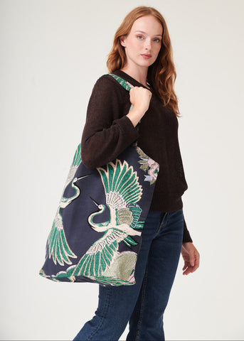 Canvas Bag - Crane Emerald - One Hundred Stars