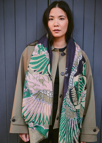 Crane Emerald Wool Scarf - One Hundred Stars