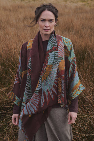 Crane Brown Wool Kimono - One Hundred Stars
