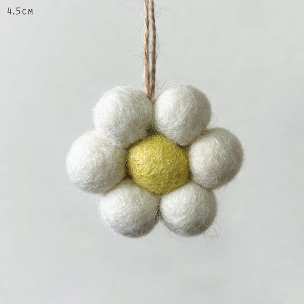Felt Daisy Hanging Decoration - Cream, Yellow, Green or Pink