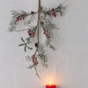 Iced Red Berry Spray with Frosted Leaves 78cm