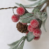 Iced Red Berry Spray with Frosted Leaves 78cm