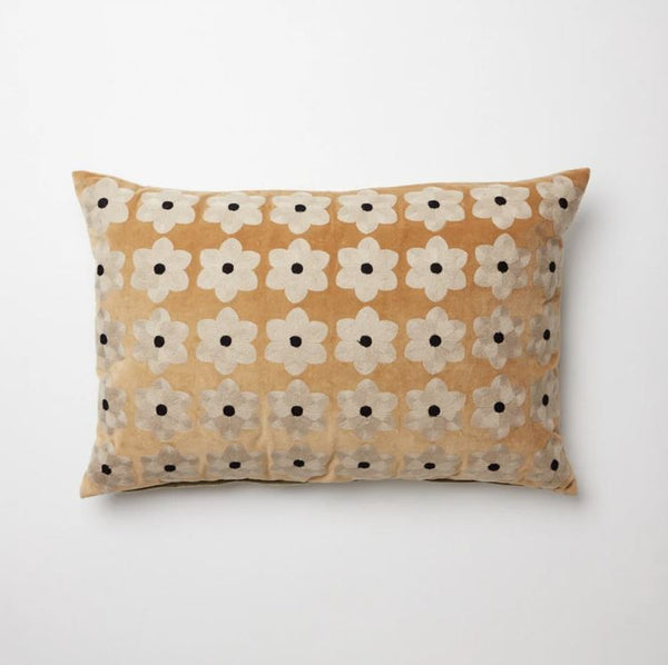 Beige Daisy Cushion - Cotton Velvet & Linen - from Olsson & Jensen